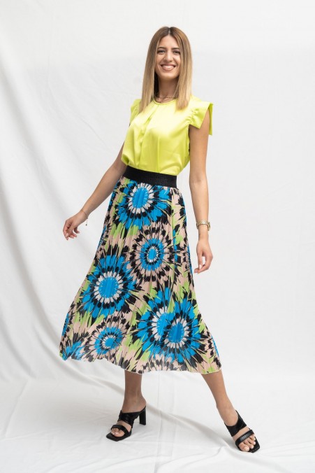 FLORAL PLEATED SKIRT 19568