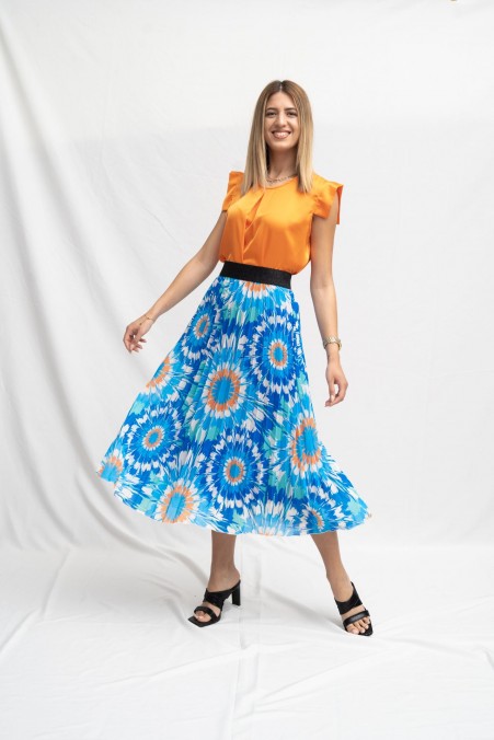 FLORAL PLEATED SKIRT 19568