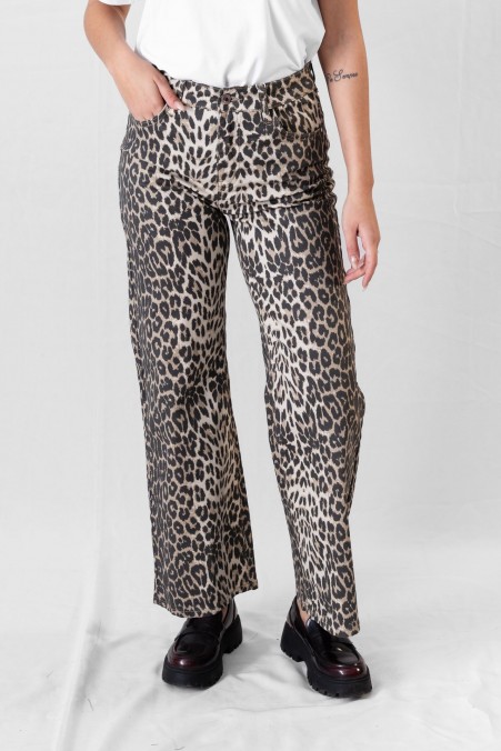 WIDE LEG ANIMAL PRINT JEANS 3107