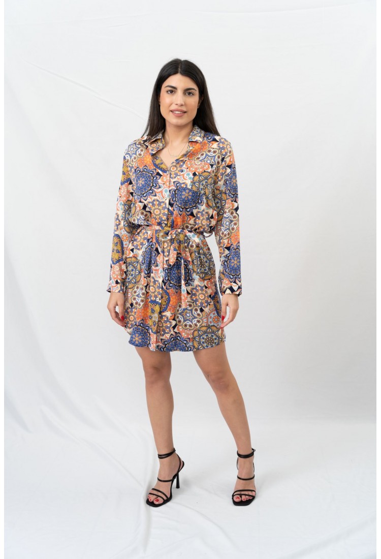 PRINTED DRESS WITH BUTTONS 113806