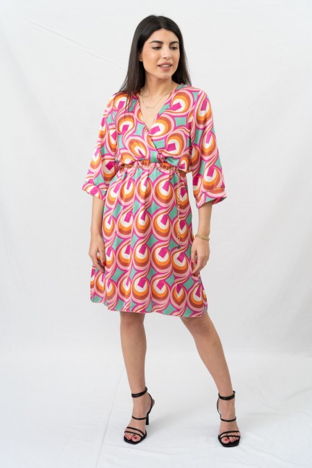 PRINTED DRESS WITH V NECK 148