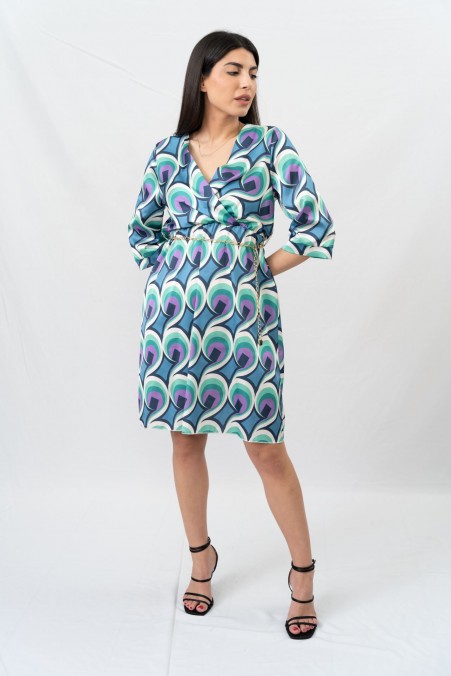 PRINTED DRESS WITH V NECK 148