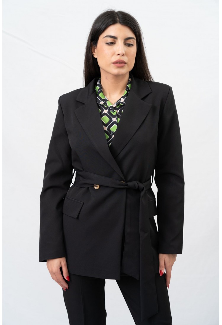 JACKET WITH CROSS BUTTON AND BELT 23043