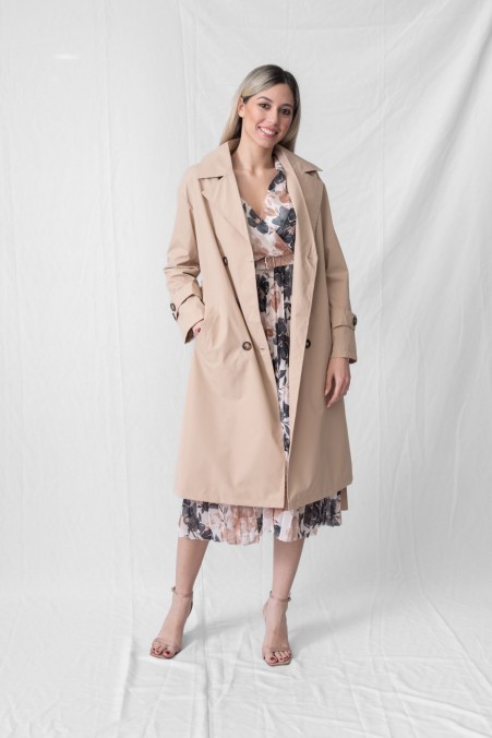 TRENCH COAT WITH CROSS BUTTON AND BELT 23158