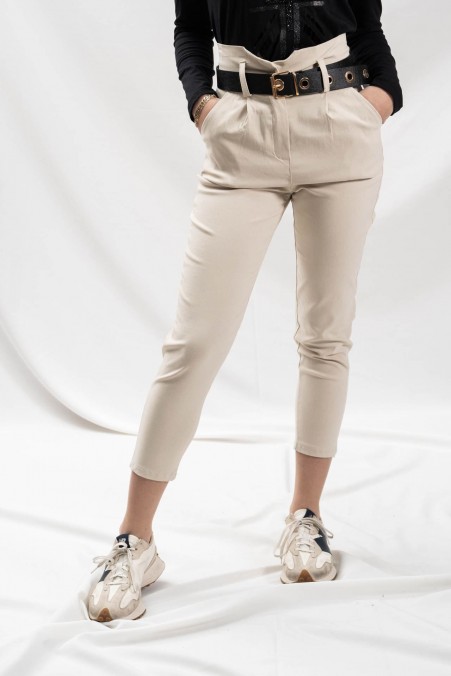 FABRIC PANTS WITH BELT 1182