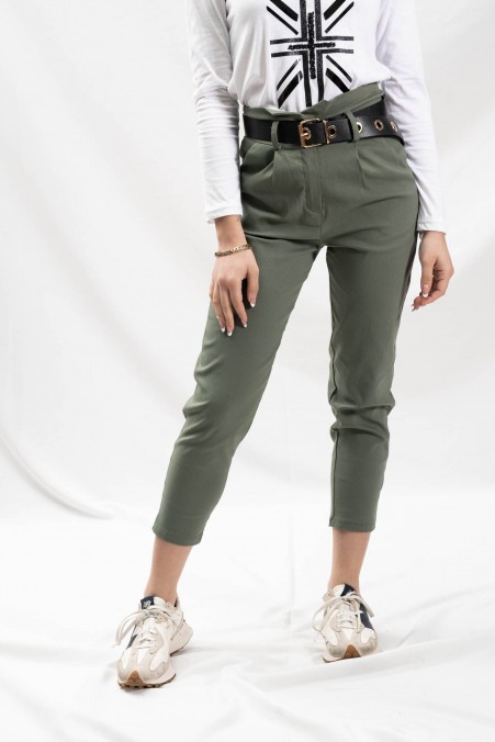 FABRIC PANTS WITH BELT 1182