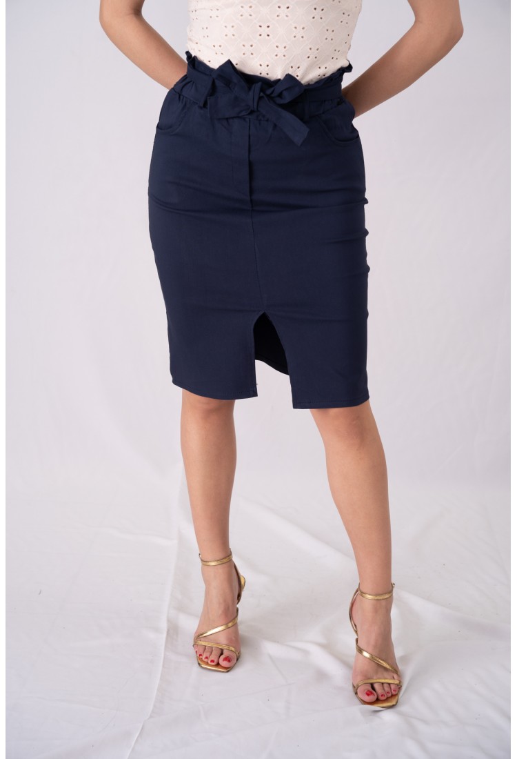 SKIRT WITH ELASTIC AND BELT 10943