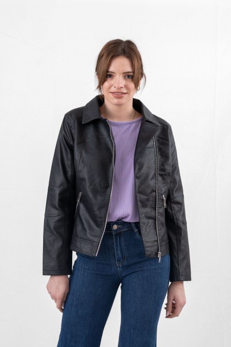 LEATHER JACKET WITH COLLAR GV93