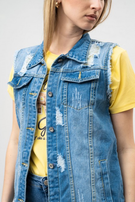 SLEEVELESS JEANS JACKET 21103