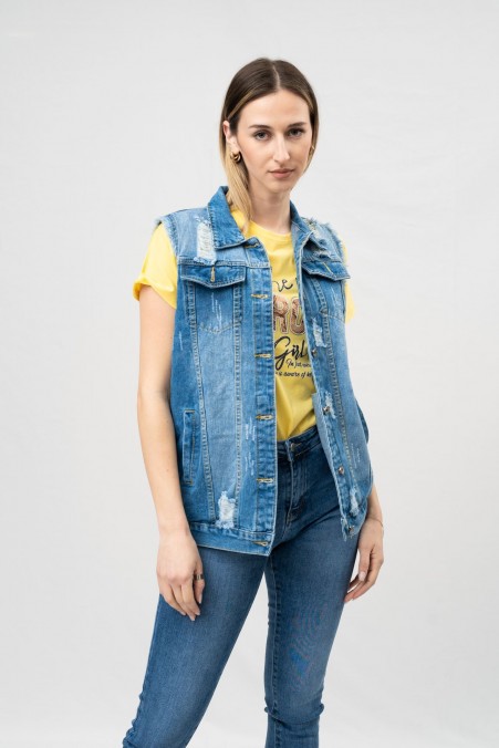 SLEEVELESS JEANS JACKET 21103