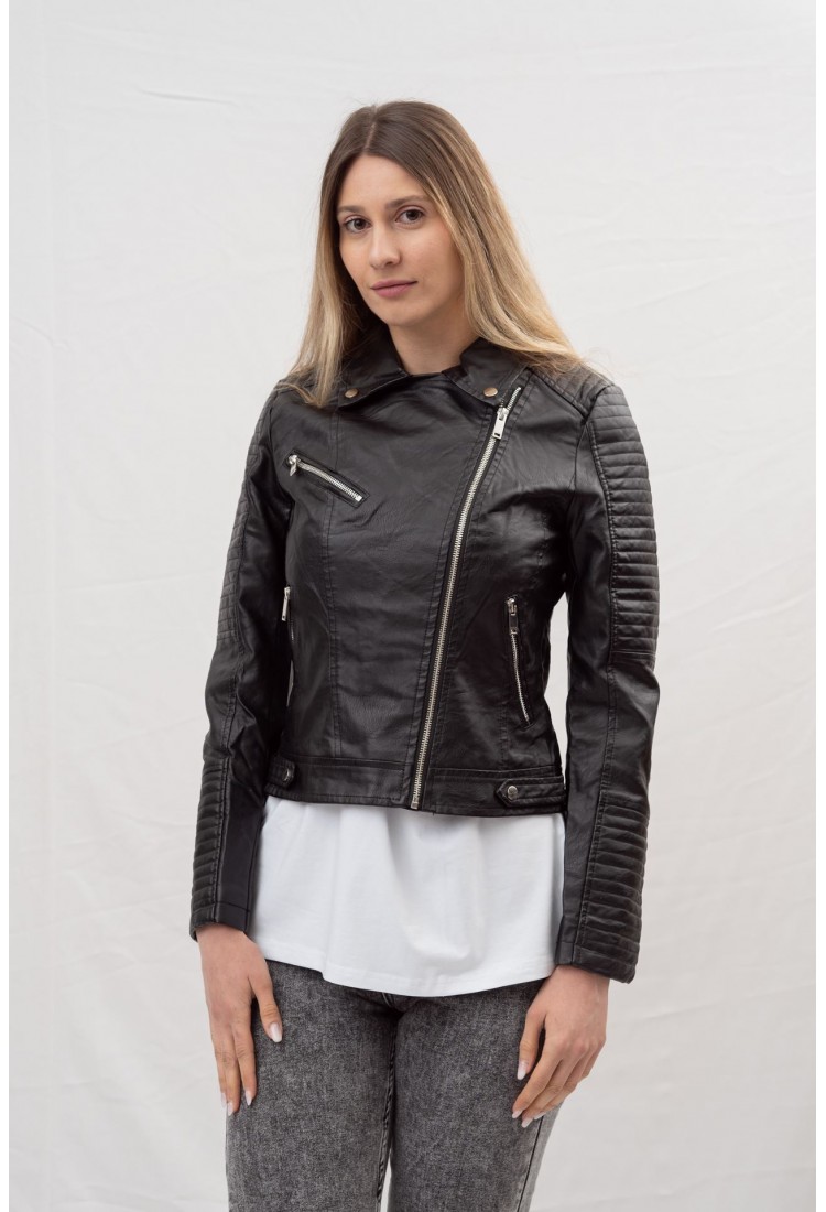 LEATHER JACKET WITH COLLAR 63156