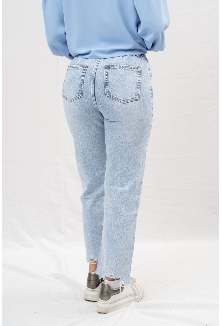 MOM FIT JEANS WITH ELASTIC WAIST 1519