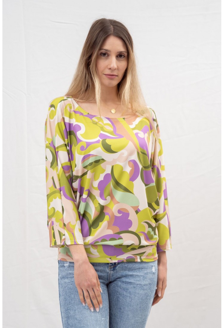 PRINTED BLOUSE WITH HALF SLEEVE 1652