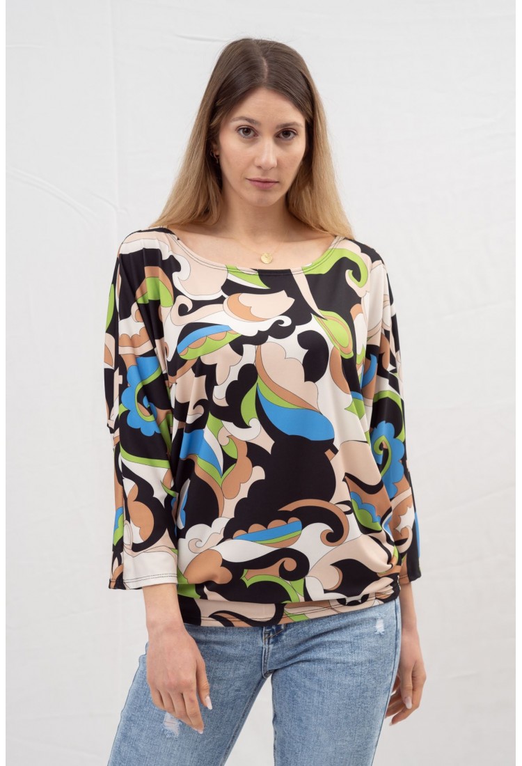 PRINTED BLOUSE WITH HALF SLEEVE 1652