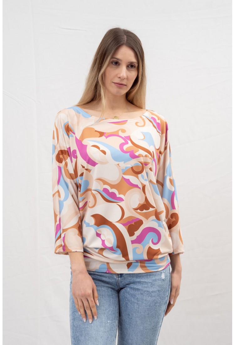 PRINTED BLOUSE WITH HALF SLEEVE 1652