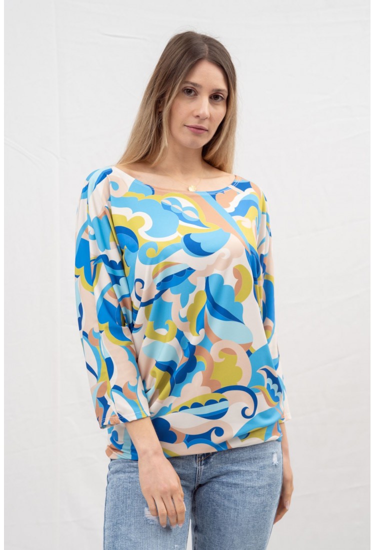 PRINTED BLOUSE WITH HALF SLEEVE 1652