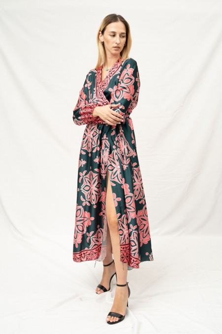 PRINTED DRESS WITH V-NECK 55280