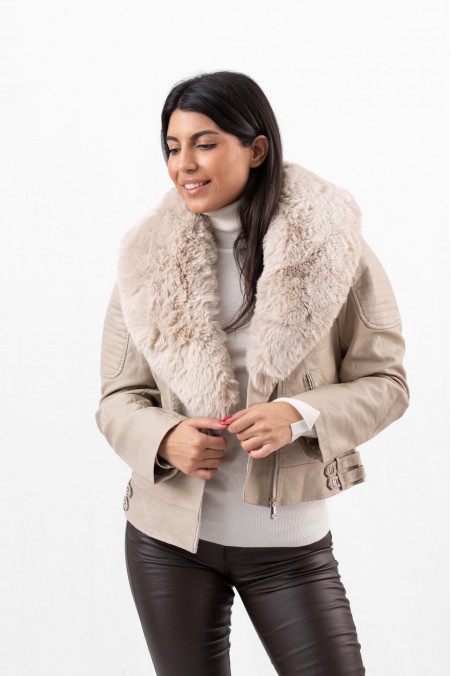 JACKET ΔΕΡΜΑΤΙΝΗ ΜΕ ΓΟΥΝΑ 63220