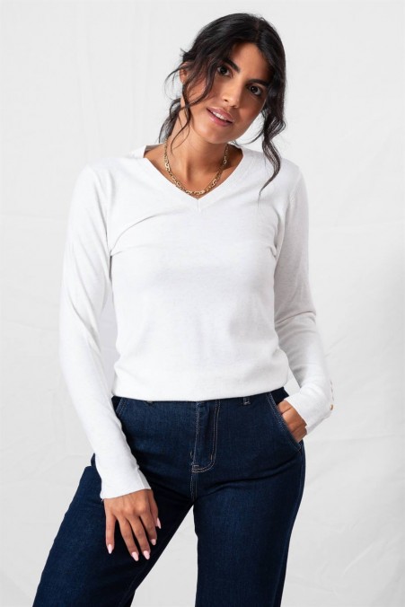 V-NECK SWEATER WITH GOLD THREAD 9010