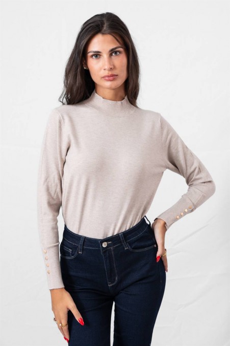 SWEATER WITH NECK AND GOLD THREAD 9016