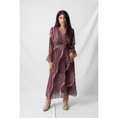 PRINTED DRESS WITH GOLDEN THREAD 7678