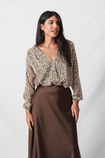 V-NECK BLOUSE WITH GOLDEN THREAD 16025