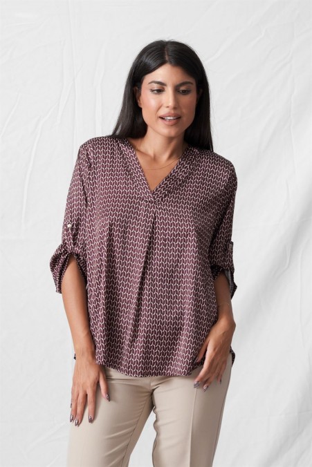 PRINTED SATIN SHIRT 1068 PRINTED SATIN SHIRT 1068