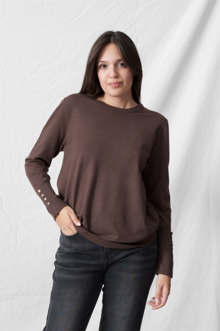 SWEATER WITH NECKLINE AND GOLD THREAD 6029