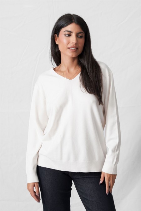 V-NECK SWEATER WITH GOLD THREAD 6212