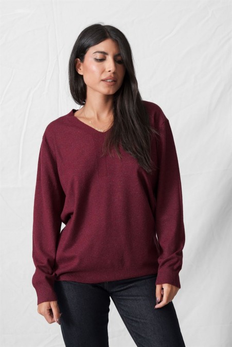 V-NECK SWEATER WITH GOLD THREAD 6212