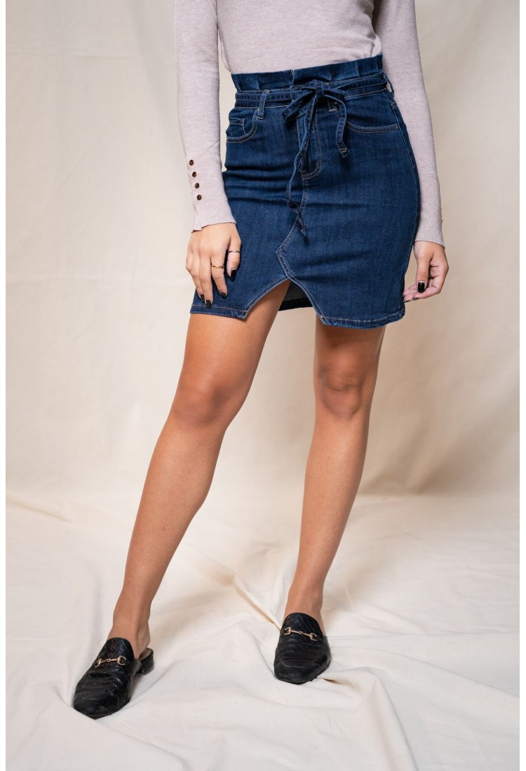 JEAN SKIRT WITH BELT 026