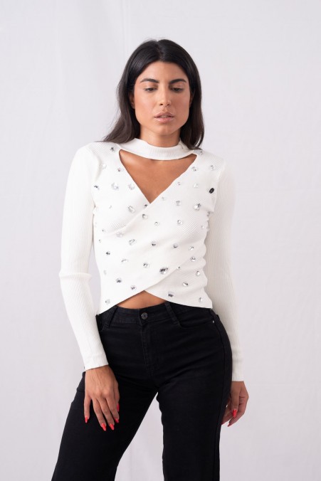 RIP CROISE BLOUSE WITH STONES 56225