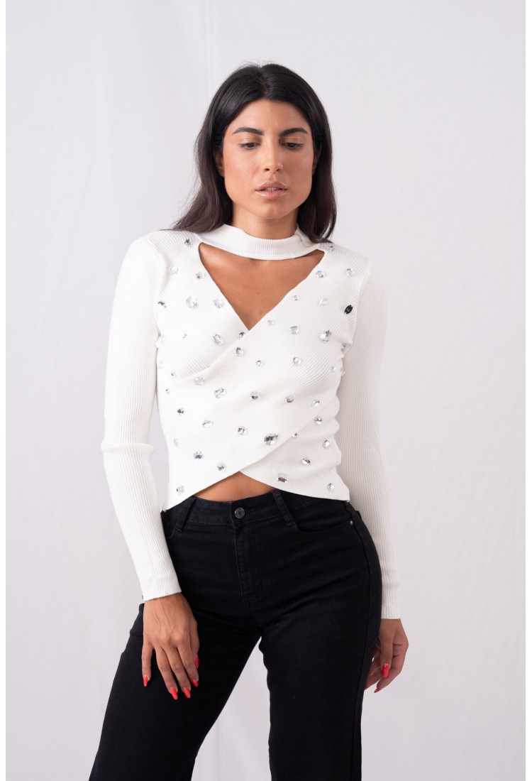 RIP CROSS BLOUSE WITH GLITTERS 56225