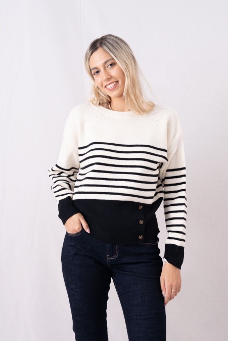 STRIPE SWEATER WITH SIDE BUTTONS 2026 STRIPE SWEATER WITH SIDE BUTTONS 2026