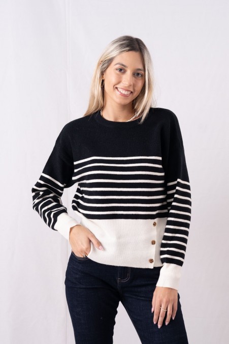 STRIPE SWEATER WITH SIDE BUTTONS 2026 STRIPE SWEATER WITH SIDE BUTTONS 2026