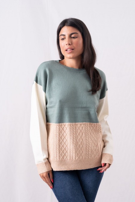 KNIT TRI COLOR WITH KNIT PATTERN 2062