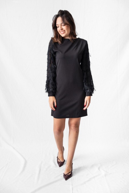 DRESS WITH DECORATIVE SLEEVES 10221 DRESS WITH DECORATIVE SLEEVES 10221