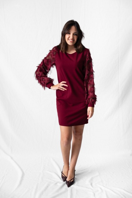 DRESS WITH DECORATIVE SLEEVES 10221 DRESS WITH DECORATIVE SLEEVES 10221