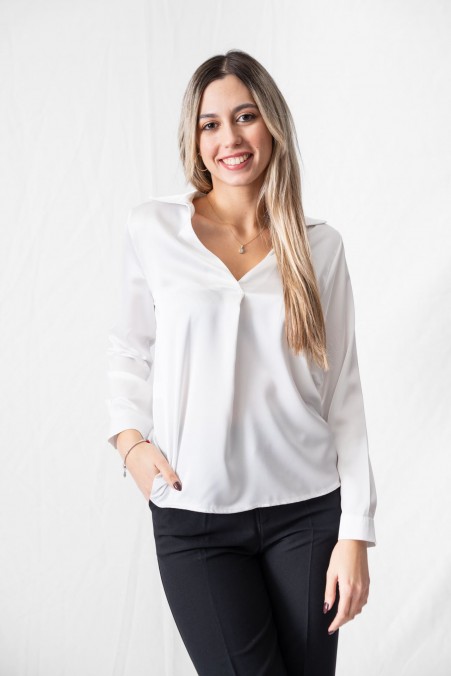 SATIN BLOUSE WITH V NECK 52002 SATIN BLOUSE WITH V NECK 52002