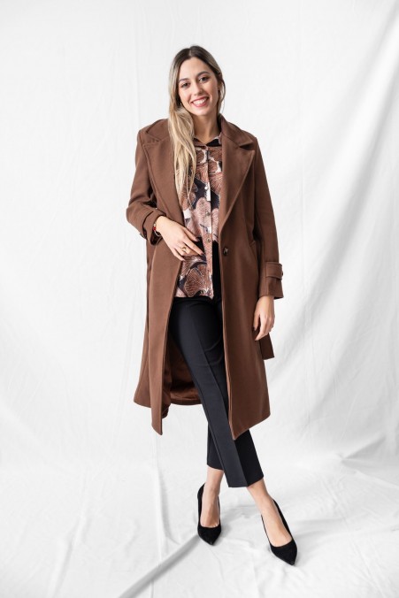 LONG CROSS-BAND COAT WITH BELT 9589