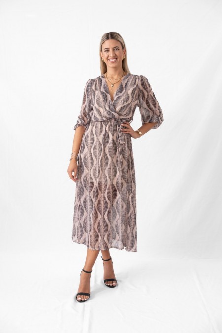 PRINTED DRESS WITH GOLD THREAD 13072