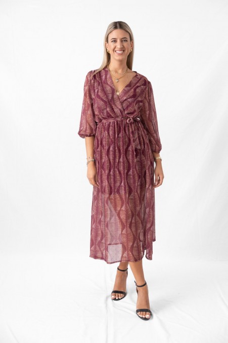 PRINTED DRESS WITH GOLD THREAD 13072