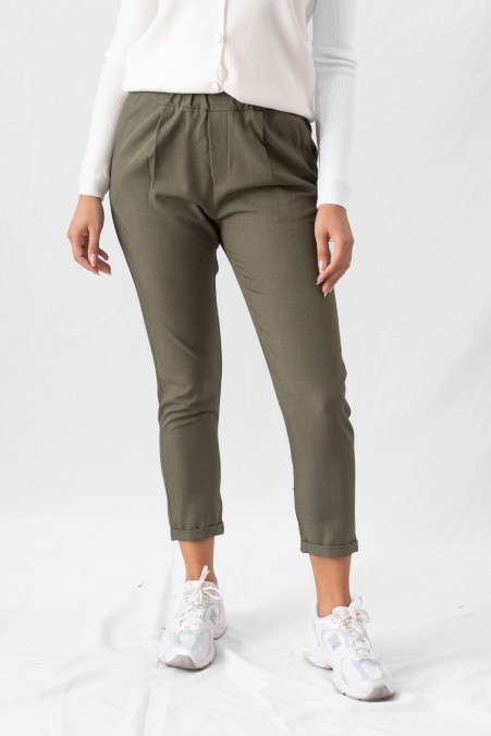 PANTS WITH PLEATED AND ELASTIC 89242