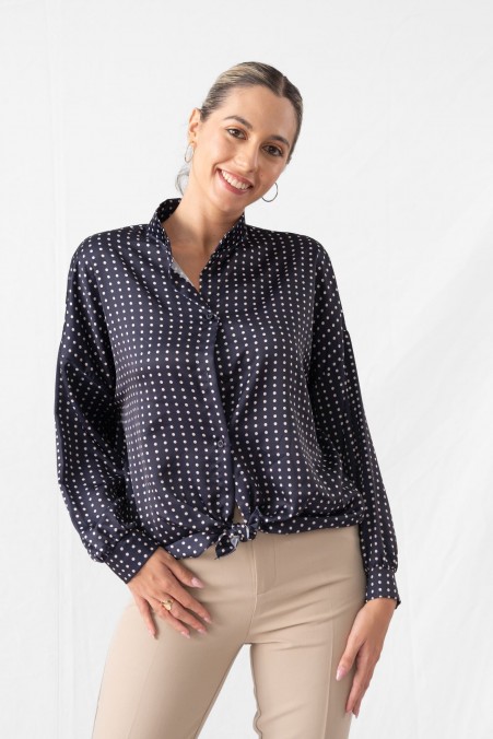 SATIN SHIRT WITH DOTS 3852 SATIN SHIRT WITH DOTS 3852