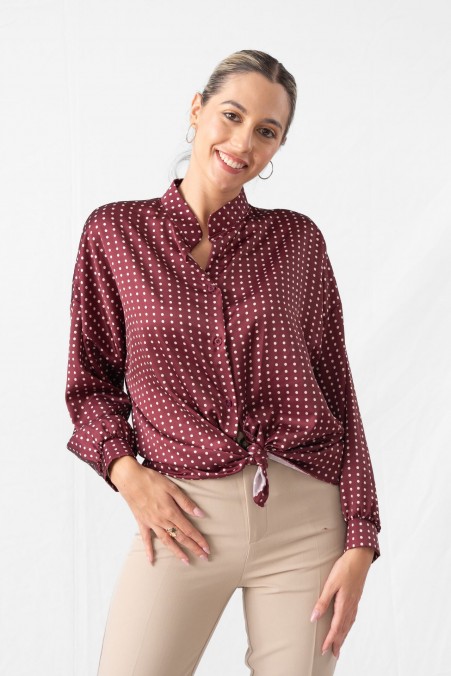 SATIN SHIRT WITH DOTS 3852 SATIN SHIRT WITH DOTS 3852