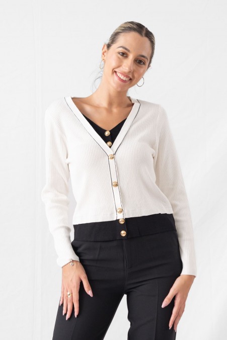 BUTTONED V-NECK BLOUSE 1071 BUTTONED V-NECK BLOUSE 1071
