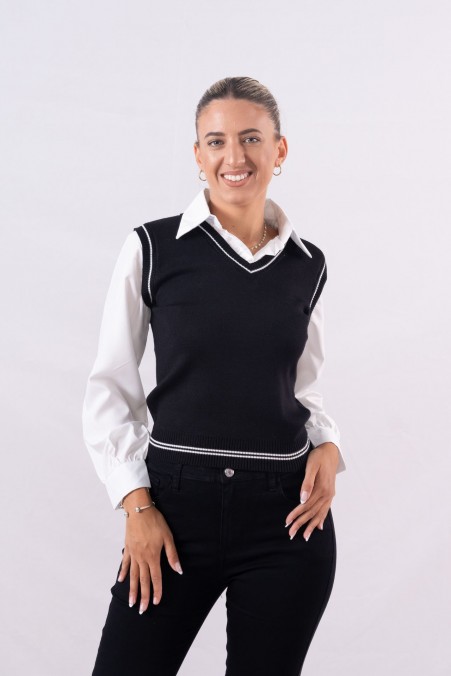 SLEEVELESS SWEATER WITH SHIRT 56232